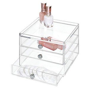 iDesign 3 Plastic Vanity, Compact Slim Storage Organization Drawers Set for Cosmetics, Dental Supplies, Hair Care, Bathroom, Dorm, Desk, Countertop, Office, 6.5" x 7" x 5"