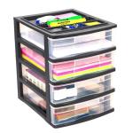 Gracious Living 4-Drawer Desktop and Countertop Storage Organizer Drawer Set, Black/Clear