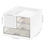 Multifunction Desk Organzier with Drawers, Cosmetic/Makeup Vanity Organizer Box, 3 Drawers Plastic Stationary Storage Organzier, Desktop Desk Storage Drawers for Office Supplies, School, Home (White)