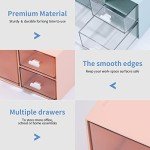 OSteed Desk Craft Organizer and Storage with 4 Mixed Drawers, Stackable Plastic Desktop Accessories & Workspace Organizer for Office Stationary, Makeup Skincare, Sanitation Supplies, Blue