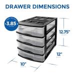 Gracious Living 4-Drawer Desktop and Countertop Storage Organizer Drawer Set, Black/Clear