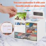 Multifunction Desk Organzier with Drawers, Cosmetic/Makeup Vanity Organizer Box, 3 Drawers Plastic Stationary Storage Organzier, Desktop Desk Storage Drawers for Office Supplies, School, Home (White)