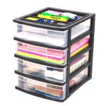 Gracious Living 4-Drawer Desktop and Countertop Storage Organizer Drawer Set, Black/Clear