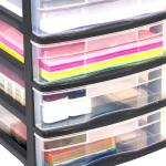 Gracious Living 4-Drawer Desktop and Countertop Storage Organizer Drawer Set, Black/Clear
