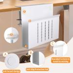 Desk Side Storage Under Desk Laptop Holder, No Drill Hanging Desk Organizer with Pen Holder, Clamp-On Table Side Tray Desktop Organization Mount for Office and Home (White)