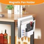 Desk Side Storage Under Desk Laptop Holder, No Drill Hanging Desk Organizer with Pen Holder, Clamp-On Table Side Tray Desktop Organization Mount for Office and Home (White)