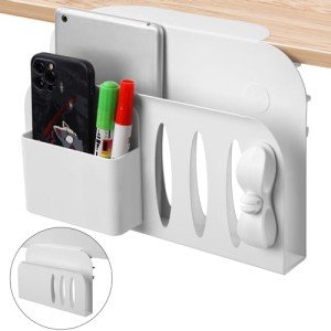 AnExer Under Desk Cable Management Tray, Office Organizer Clamp-On, No Drilling Storage Holder With Pen Holder and Cable Clamp for Laptop