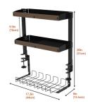 Clamp on Desk Shelf with Cable Management Under Desk, Desk Shelves Organizer Extending Table, Over Desk Storage Shelving for Desk with Under Desk Cord Management (Burlywood (Cable Management))