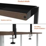 Clamp on Desk Shelf with Cable Management Under Desk, Desk Shelves Organizer Extending Table, Over Desk Storage Shelving for Desk with Under Desk Cord Management (Burlywood (Cable Management))