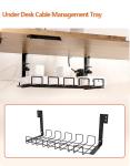 Clamp on Desk Shelf with Cable Management Under Desk, Desk Shelves Organizer Extending Table, Over Desk Storage Shelving for Desk with Under Desk Cord Management (Burlywood (Cable Management))