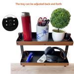 Clamp on Desk Shelf with Cable Management Under Desk, Desk Shelves Organizer Extending Table, Over Desk Storage Shelving for Desk with Under Desk Cord Management (Burlywood (Cable Management))