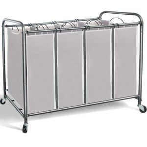 STORAGE MANIAC Laundry Sorter 4 Section, Laundry Hamper with Wheels, Laundry Basket Sorter, Laundry Separator Hamper, Laundry Divider Hamper, 4 Bag Laundry Hamper with Wheels and Removable Bags, Gray