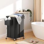 VOZZYOTO 150L Rolling Laundry Hampers on Wheels, 3 Section Laundry Basket with wheels with Side Bag for Dirty Clothes, Dorm Room Organization