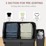 VOZZYOTO 150L Rolling Laundry Hampers on Wheels, 3 Section Laundry Basket with wheels with Side Bag for Dirty Clothes, Dorm Room Organization