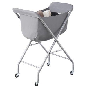 ELYKEN Laundry Cart with Wheels, 32”H Easy Rolling Laundry Hamper with Removable Liner Bag, Sturdy Metal Frame Clothes Basket with 4 Casters and 2 Brakes