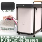 230L (60 Gal) Extra Large Fashion Laundry Sorter 3 Section with Lid, Rolling Laundry Basket Hamper with Handle, Laundry Organizer Storage Cart with Sturdy Metal Frame for Laundry Room, Hotel, White