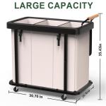 230L (60 Gal) Extra Large Fashion Laundry Sorter 3 Section with Lid, Rolling Laundry Basket Hamper with Handle, Laundry Organizer Storage Cart with Sturdy Metal Frame for Laundry Room, Hotel, White