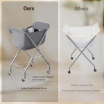 ELYKEN Laundry Cart with Wheels, 32”H Easy Rolling Laundry Hamper with Removable Liner Bag, Sturdy Metal Frame Clothes Basket with 4 Casters and 2 Brakes