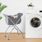 ELYKEN Laundry Cart with Wheels, 32”H Easy Rolling Laundry Hamper with Removable Liner Bag, Sturdy Metal Frame Clothes Basket with 4 Casters and 2 Brakes