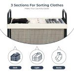 STO STO Laundry Hamper 3 Section, 120L Rolling Laundry Sorter Cart with Removable and Washable Liner Bag, Rolling Clothes Hamper with Metal Handle for Laundry Room and Bedroom