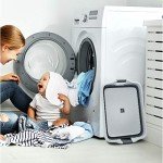 Collapsible Plastic Laundry Basket - Space-Saving Container with Comfort Grip Handles for Laundry Room Organization and Storage by Lavish Home (Gray)