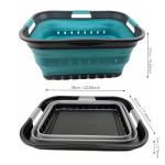 SAMMART 42L (11 gallon) Set of 2 Collapsible Plastic Laundry Basket - Foldable Pop Up Storage Container/Organizer - Portable Basket - Space Saving Hamper/Basket (Alloy Grey + Crystal Blue)