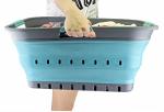 SAMMART 42L (11 gallon) Set of 2 Collapsible Plastic Laundry Basket - Foldable Pop Up Storage Container/Organizer - Portable Basket - Space Saving Hamper/Basket (Alloy Grey + Crystal Blue)