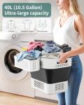 Collapsible Laundry Basket, 10.5 Gallons (40L) Laundry Basket Upgraded With a Storage Box, Laundry Hamper for Laundry Room Organization & Storage Foldable Clothes Hamper Container/Organizer - Black