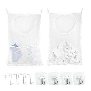 ZIIYAN 2 Pack Door Hanging Laundry Hamper Bag, Mesh Laundry Bag, Large Dirty Clothes Bag Over the Door Organizer