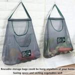 2 Pack Hanging Mesh Storage Bags (Single + Dual Pocket) Reusable Hanging Mesh Storage Produce Bags for Kitchen Storage Fruits, Onion, Garlic & Vegetables, Breathable Shopping Storage Handbag