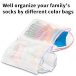 3Pcs Hanging Laundry Bags for Socks with S Hooks, 3 Color Mesh Laundry Bags for Washing Machine