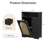 Rattan Storage Cabinet with 3 Drawers, Tilt Out Trash Can Cabinet for 10 Gallon Garbage Can for Laundry Hamper, Accent Furniture, Dual Dog Proof Trash Bin for Living Room, Barthroom, Black