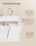VASAGLE Bathroom Laundry Cabinet with Basket, with 2 Drawers and 2 Hidden Laundry Hampers, Freestanding, Tilt-Out Laundry Baskets with Handles, 31.1 x 15.8 x 31.5 Inches, Cloud White UBBC751W01