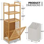 MoNiBloom Tilt-Out Hamper for Laundry 3-Tier Bamboo Pull-Out Laundry Hamper Floor Stand Bathroom Storage Shelf Cabinet, 46.5" High Clothes Organizer Laundry Basket Shelf for Dirty Clothes, Natural