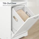 HOOBRO Tilt Out Laundry Hamper Cabinet, Bathroom Laundry Cabinet with Hidden Basket, Farmhouse Laundry Hamper with Open Shelving, 15.7" x 14.1" x 31.9", White WT40XY01