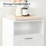 HOOBRO Tilt Out Laundry Hamper Cabinet, Bathroom Laundry Cabinet with Hidden Basket, Farmhouse Laundry Hamper with Open Shelving, 15.7" x 14.1" x 31.9", White WT40XY01