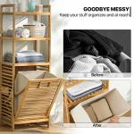 MoNiBloom Tilt-Out Hamper for Laundry 3-Tier Bamboo Pull-Out Laundry Hamper Floor Stand Bathroom Storage Shelf Cabinet, 46.5" High Clothes Organizer Laundry Basket Shelf for Dirty Clothes, Natural