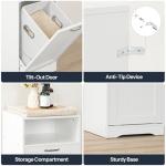 HOOBRO Tilt Out Laundry Hamper Cabinet, Bathroom Laundry Cabinet with Hidden Basket, Farmhouse Laundry Hamper with Open Shelving, 15.7" x 14.1" x 31.9", White WT40XY01