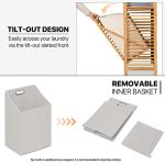 MoNiBloom Tilt-Out Hamper for Laundry 3-Tier Bamboo Pull-Out Laundry Hamper Floor Stand Bathroom Storage Shelf Cabinet, 46.5" High Clothes Organizer Laundry Basket Shelf for Dirty Clothes, Natural
