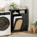 Rattan Storage Cabinet with 3 Drawers, Tilt Out Trash Can Cabinet for 10 Gallon Garbage Can for Laundry Hamper, Accent Furniture, Dual Dog Proof Trash Bin for Living Room, Barthroom, Black