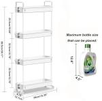 SOLEJAZZ Slim Rolling Storage Cart with Wheels 4 Tier Skinny Bathroom Storage Organizer Narrow Shelf Unit Thin Laundry Room Utility Cart for Bedside Kitchen Office Next to Fridge Small Places, White