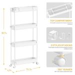 SPACELEAD Slim Storage Cart 4 Tier,Bathroom Organizer Rolling Utility, Mobile Shelving Unit Slide Out for Office, Kitchen, Laundry Room & Narrow Places,White