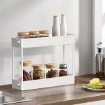 SPACELEAD Slim Storage Cart 4 Tier,Bathroom Organizer Rolling Utility, Mobile Shelving Unit Slide Out for Office, Kitchen, Laundry Room & Narrow Places,White