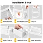 SPACELEAD Slim Storage Cart 4 Tier,Bathroom Organizer Rolling Utility, Mobile Shelving Unit Slide Out for Office, Kitchen, Laundry Room & Narrow Places,White