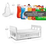 Besuerte Liquid Laundry Detergent Holder Wall Mounted, Detergent Dispenser for Laundry Room - Farmhouse Laundry Station Storage Laundry Detergent Stand Hold Two Laundry Bottles, Rustic White