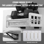 Besuerte Liquid Laundry Detergent Holder Wall Mounted, Detergent Dispenser for Laundry Room - Farmhouse Laundry Station Storage Laundry Detergent Stand Hold Two Laundry Bottles, Rustic White