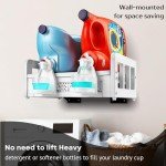 Besuerte Liquid Laundry Detergent Holder Wall Mounted, Detergent Dispenser for Laundry Room - Farmhouse Laundry Station Storage Laundry Detergent Stand Hold Two Laundry Bottles, Rustic White