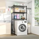 Ulif U8 Laundry Room Storage Organizer, Over The Washer and Dryer Storage Shelves for Laundry Organization, 35" W x 13.4" D x 76.2" H, Suit Washing Machine Width Within 32.6", Hold 304 lb, Black