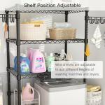 Ulif U8 Laundry Room Storage Organizer, Over The Washer and Dryer Storage Shelves for Laundry Organization, 35" W x 13.4" D x 76.2" H, Suit Washing Machine Width Within 32.6", Hold 304 lb, Black