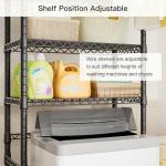 Ulif U11 Medium Over Washer and Dryer Shelves, 3 Tiers Laundry Room Storage and Organizer Standing Shelf, Metal Freestanding Clothes Drying Rack, 31.1”W x 19.7”D x 77.6”H, Black